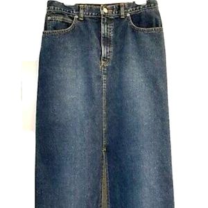 RALPH LAUREN WOMEN'S PENCIL MAXI-DENIM FRONT SLIT SKIRT SZ 10 FADED